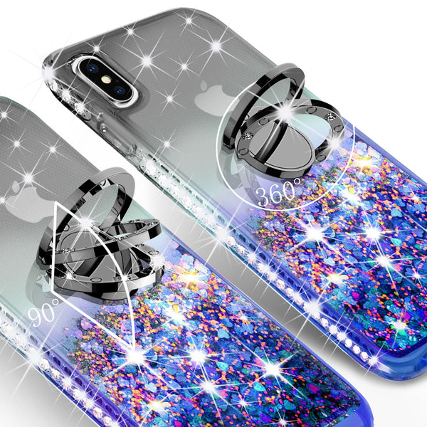 glitter ring phone case for Apple iPhone XR - black/blue gradient - www.coverlabusa.com