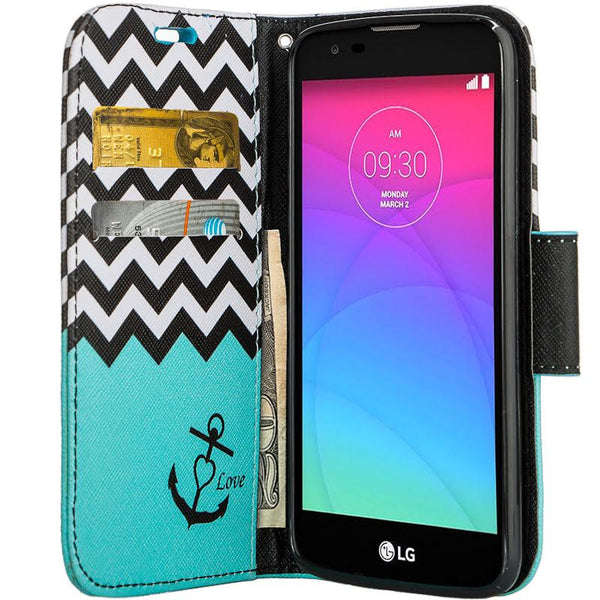 LG K10 Case / LG Premier LTE Wallet Case - teal anchor - www.coverlabusa.com