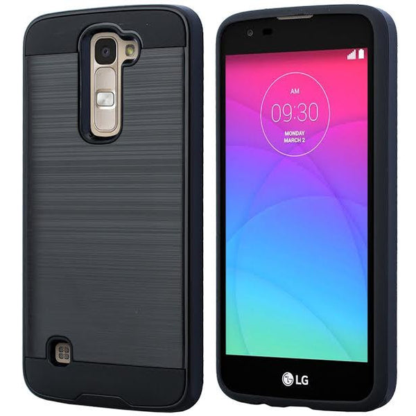 LG K10 / LG Premier LTE Case, Protective Hybrid, brush BLACK WWW.COVERLABUSA.COM