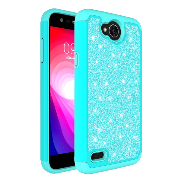 LG X Power 2 Glitter Hybrid Case - Teal - www.coverlabusa.com