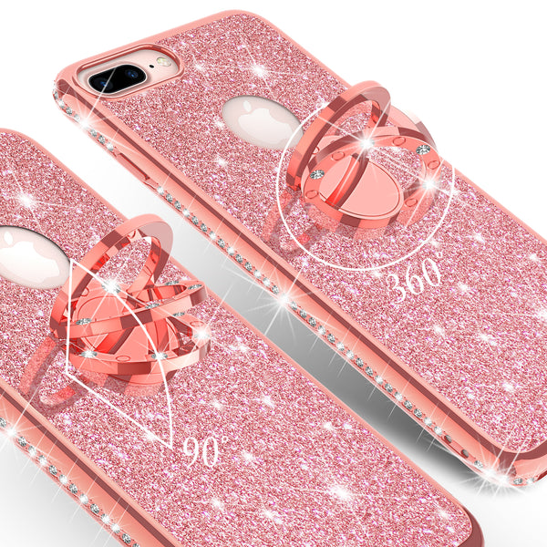 apple iphone 8 glitter bling fashion case - rose gold - www.coverlabusa.com