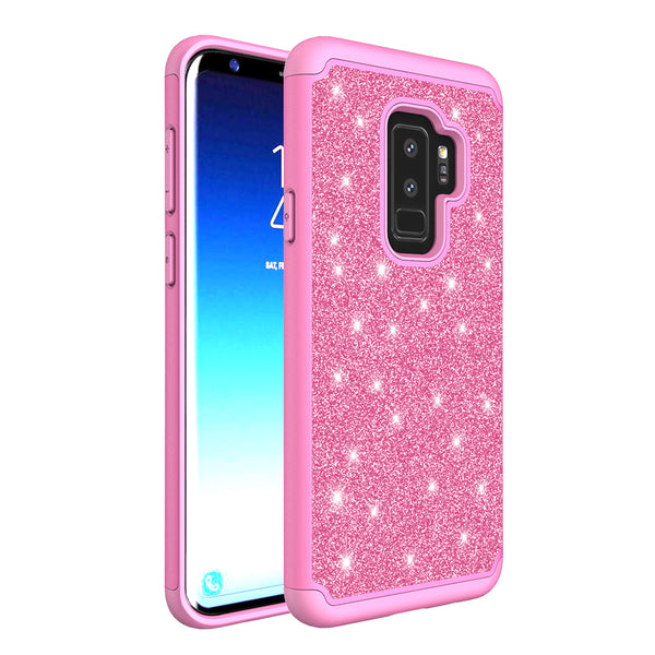 Samsung Galaxy S9 Plus Glitter Hybrid Case - Hot Pink - www.coverlabusa.com