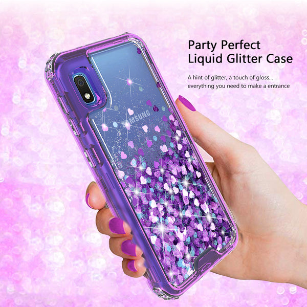 hard clear glitter phone case for samsung galaxy a10e - purple - www.coverlabusa.com 