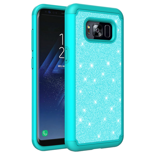 Samsung Galaxy S8 Glitter Hybrid Case - Teal - www.coverlabusa.com