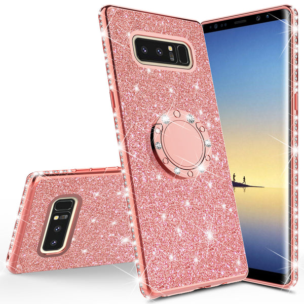 samsung galaxy note 8 glitter bling fashion case - rose gold - www.coverlabusa.com