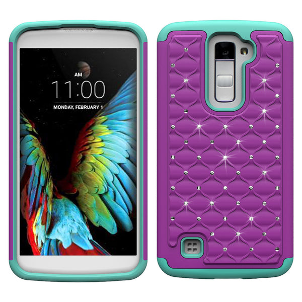 LG K10 Rhinestone Case - Purple/Teal - www.coverlabusa.com