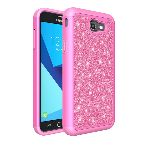 Samsung Galaxy J7 2017 Glitter Hybrid Case - Hot Pink - www.coverlabusa.com