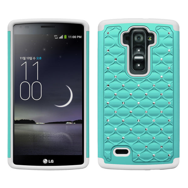 LG G Flex 2 Rhinestone Case - Baby Teal/White - www.coverlabusa.com