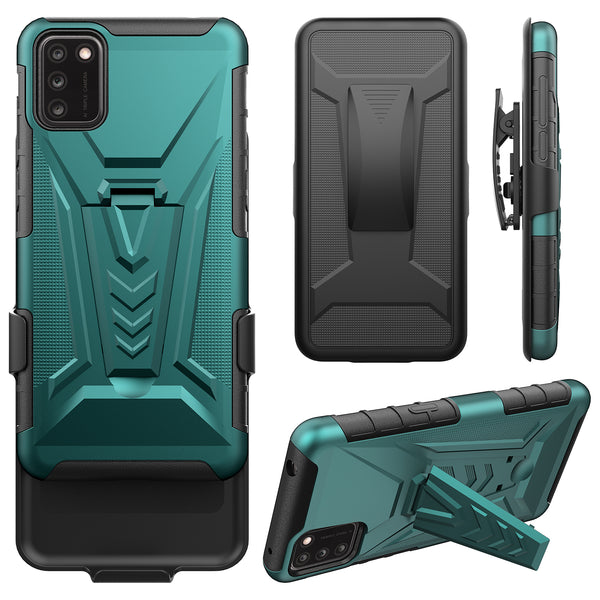 holster kickstand hyhrid phone case for tcl a3x - teal - www.coverlabusa.com
