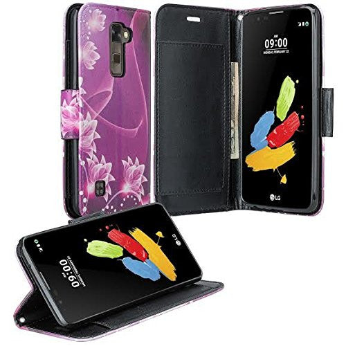 lg k10, premier lte wallet case - purple lotus - www.coverlabusa.com