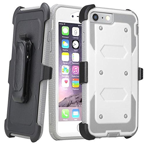 Apple iPhone 8 Plus Case | Heavy Duty 3-in-1 Defender Holster Shell Combo | White - www.coverlabusa.com