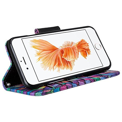 iphone 8 plus case, iphone 8 plus wallet case - rainbow flower - www.coverlabusa.com