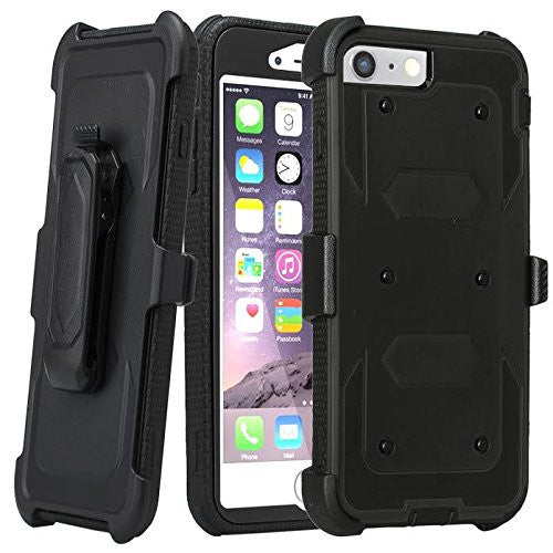 Apple iPhone 8 Plus Case | Heavy Duty 3-in-1 Defender Holster Shell Combo | Black - www.coverlabusa.com