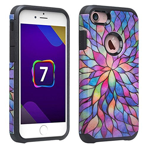 apple iphone 7 plus hybrid case - rainbow flower - www.coverlabusa.com