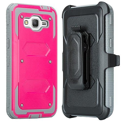 Samsung Galaxy Grand Prime / Go Prime Case holster screen protector,hot pink/grey www.coverlabusa.com