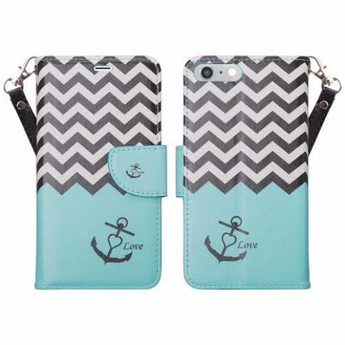 iphone 8 plus case, iphone 8 plus wallet case - teal anchor - www.coverlabusa.com