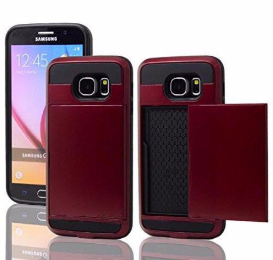 galaxy S6 case hybrid with card slots - red - www.coverlabusa.com