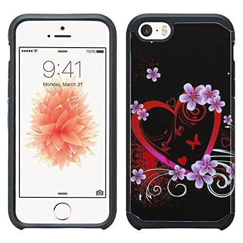 apple iphone SE 5S 5 hybrid case - heart butterflies - www.coverlabusa.com