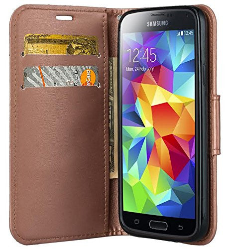 samsung galaxy S5 leather wallet case - rose gold - www.coverlabusa.com