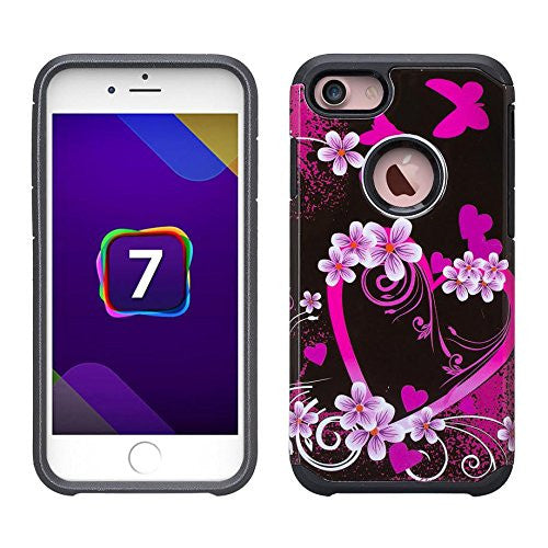 iphone 8 plus case, hybrid case - heart butterflies - www.coverlabusa.com