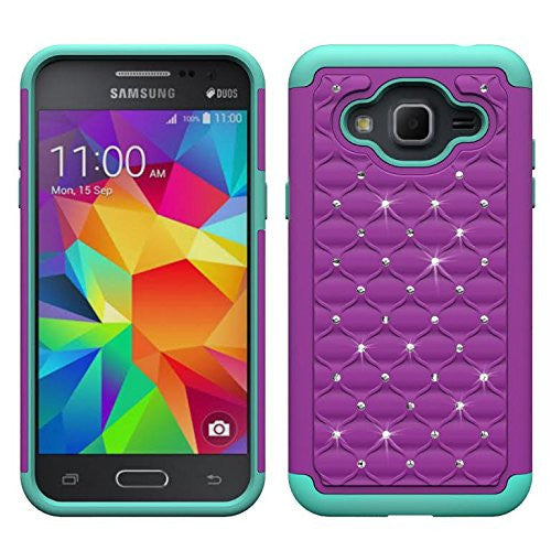 Galaxy J3/J3V | Express Prime | Sky | Amp Prime | Sol | Diamond Rhinestone Hybrid Case - purple - coverlabusa.com