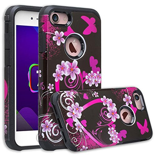 apple iphone 8 plus case, hybrid case - heart butterflies - www.coverlabusa.com