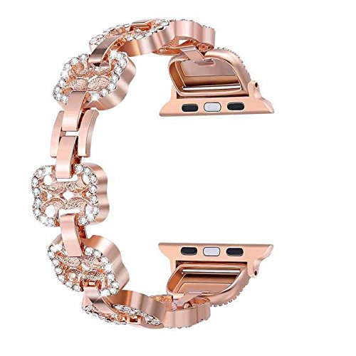 Bling Bands for Apple Watch Band 42mm Women Stainless Steel Metal - Rose Gold - www.coverlabusa.com