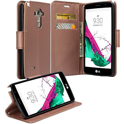 LG G Stylo Case, LG G Vista 2 Case Leather Wallet Case - Rose Gold - www.coverlabusa.com