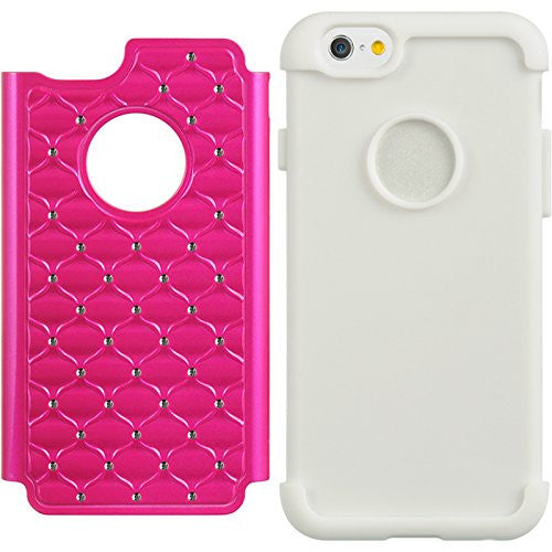 iphone 6s plus case, apple iphone 6 plus diamond rhinestone hybrid case - hot pink - www.coverlabusa.com