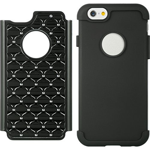 iphone 6s plus case, apple iphone 6 plus diamond rhinestone hybrid case - black - coverlabusa.com