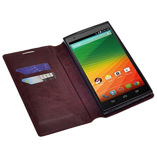 ZTE Lever LTE | Z936L Case, Slim Magnetic Flip Wallet Kickstand Cover - Brown
