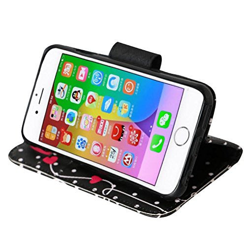 iphone 6 plus case, iphone 6s plus case wallet case polka dot hearts - www.coverlabusa.com