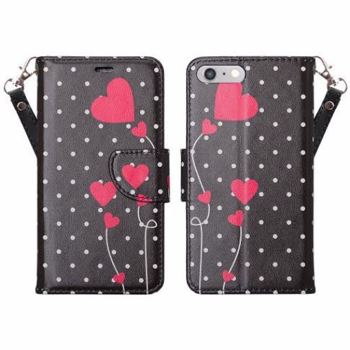 Apple iPhone 8 wallet case - polka dot hearts - www.coverlabusa.com