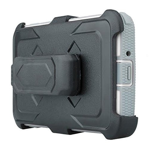Samsung Galaxy J7 Case, [Shock Proof Series] Heavy Duty Belt Clip Holster For Galaxy J7, Full Body Coverage with Built In Screen Protector / Rugged Double Layer Protection, White/Grey. WWW.COVERLABUSA.COM