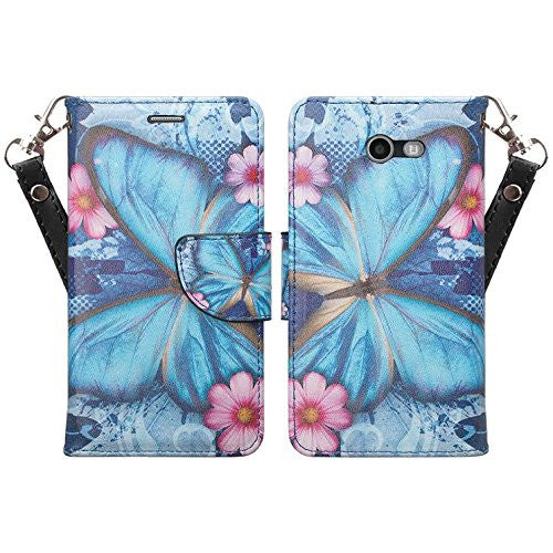 samsung galaxy j3 emerge leather wallet case - midnight butterfly - www.coverlabusa.com