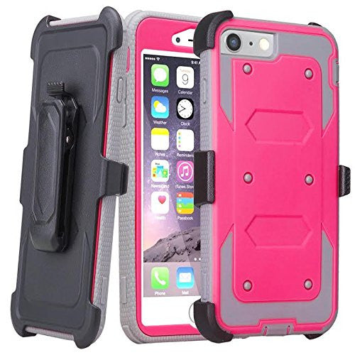 Apple iPhone 7 Plus Case | Heavy Duty 3-in-1 Defender Holster Shell Combo | Pink - www.coverlabusa.com