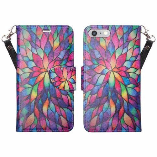 iphone 8 plus case, iphone 8 plus wallet case - rainbow flower - www.coverlabusa.com