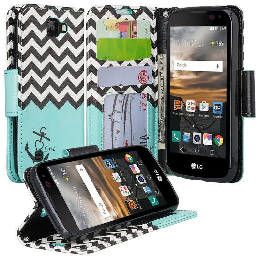 LG Optimus Zone 3 Cases | LG K4 Cases | LG Spree Cases | LG Rebel leather wallet case - teal anchor - www.coverlabusa.com 