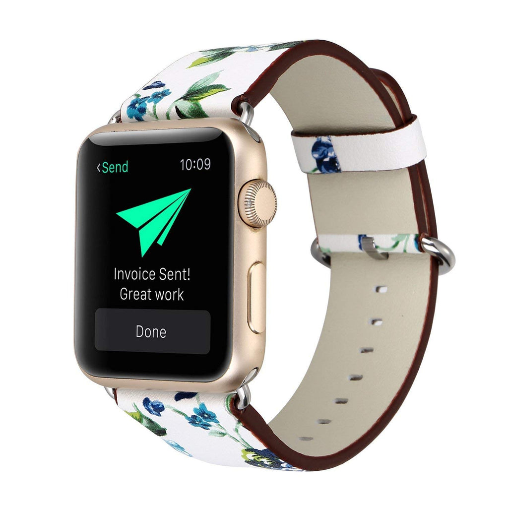 Bracelet for Apple Watch, Black Floral Printed Leather Watch Band 42mm –  SPY Phone Cases and accessories