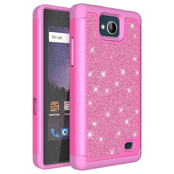 ZTE Majesty Pro Glitter Hybrid Case - Hot Pink - www.coverlabusa.com