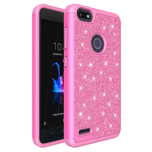 ZTE Blade Force Glitter Hybrid Case - Hot Pink - www.coverlabusa.com