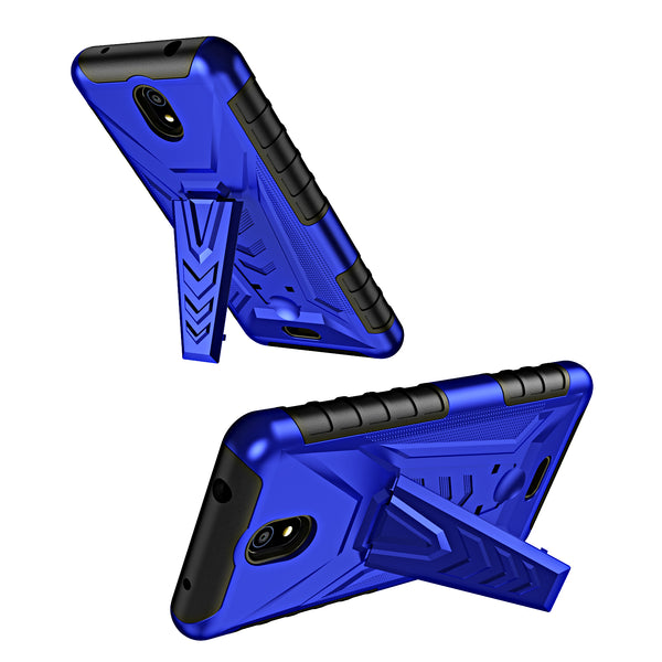 For Nokia C100 Case [Military Grade] Ring Car Mount Kickstand w/[Tempered Glass] Hybrid Hard PC Soft TPU Shockproof Protective Case - Blue