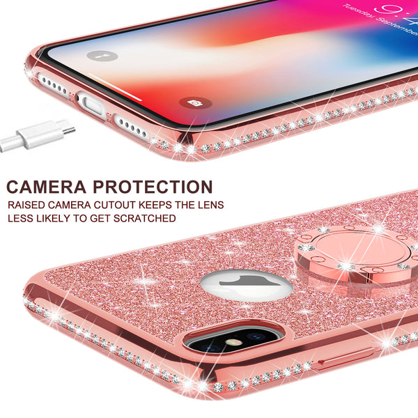 apple iphone x glitter bling fashion case - rose gold - www.coverlabusa.com