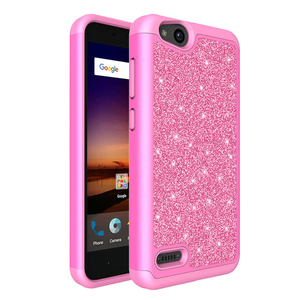ZTE Tempo X Glitter Hybrid Case - Hot Pink - www.coverlabusa.com