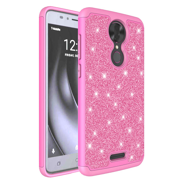 Coolpad REVVL Plus Glitter Hybrid Case - Hot Pink - www.coverlabusa.com