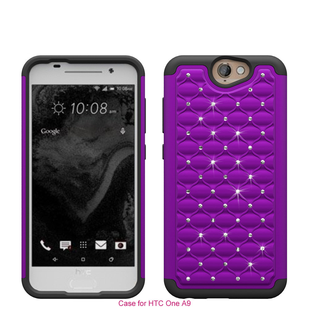 HTC One A9 Rhinestone Case - Purple/Black - www.coverlabusa.com