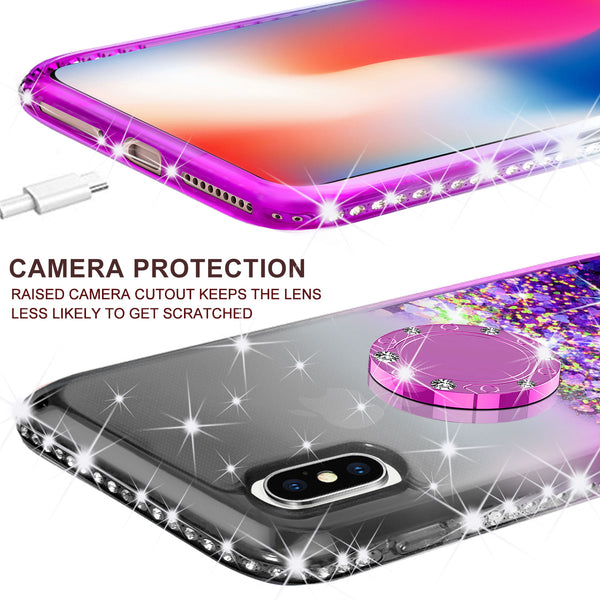 glitter ring phone case for Apple iPhone XR - black/purple gradient - www.coverlabusa.com