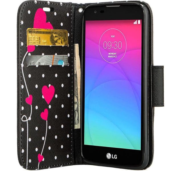 LG K10 Case / LG Premier LTE Wallet Case - polka dot hearts - www.coverlabusa.com