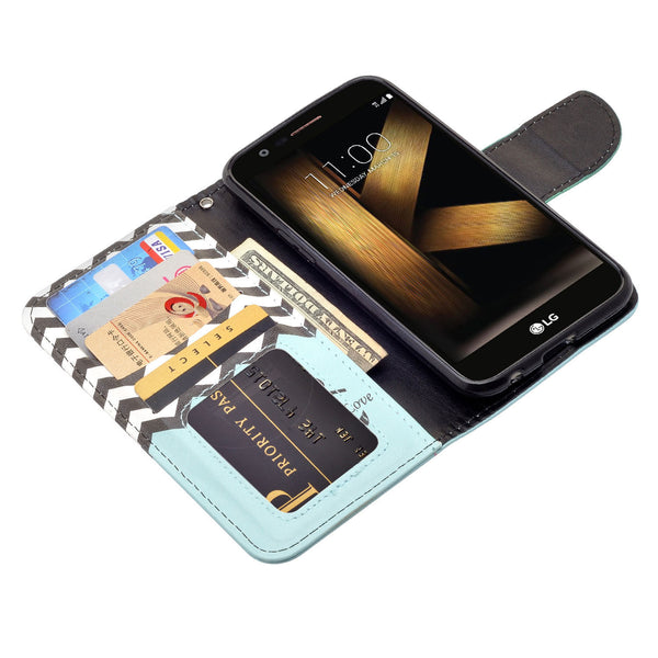LG K20 V Case, K20 Plus leather wallet case - teal anchor - www.coverlabusa.com