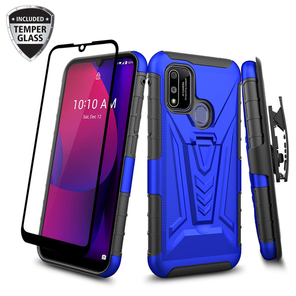 holster kickstand hyhrid phone case for cooplad suva - blue - www.coverlabusa.com